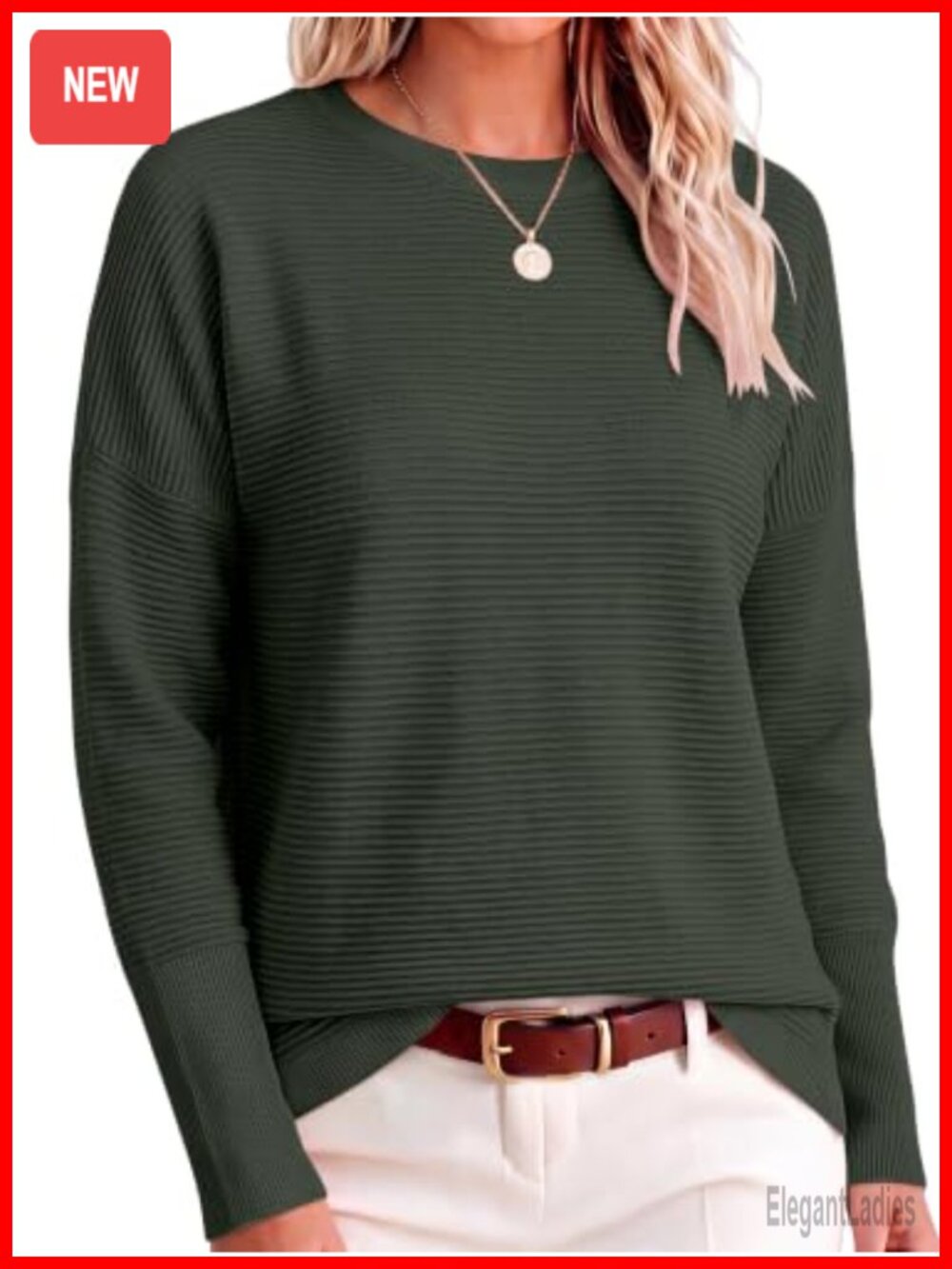 Oversized Ribbed Knit Sweater Women Long Batwing Sleeve Pullover